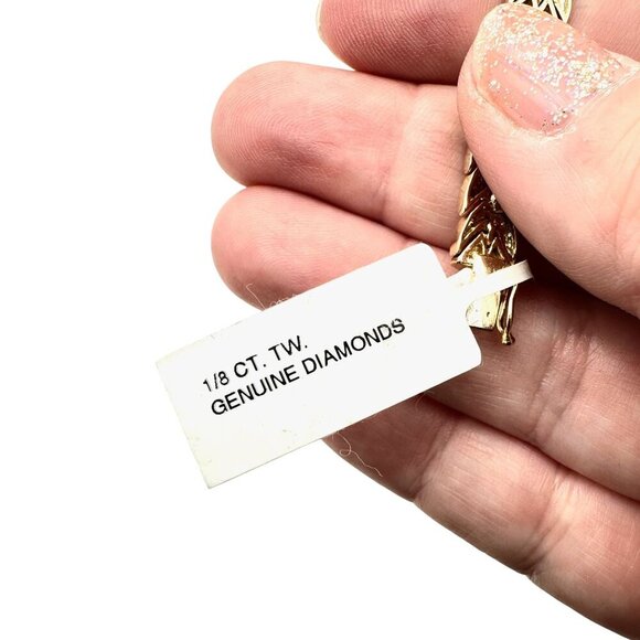 Womens Gold Over Sterling Silver 1/8 ct tw Diamond Tennis Bracelet 7 Inch - Picture 6 of 8